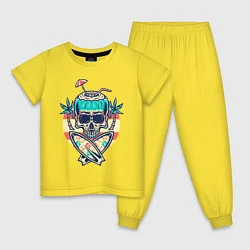 Пижама хлопковая детская Skull Summer, цвет: желтый