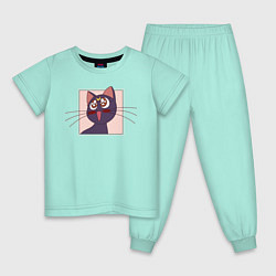 Пижама хлопковая детская Luna, Sailor Moon, цвет: мятный