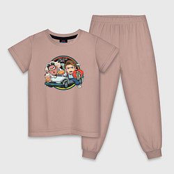 Пижама хлопковая детская Back to the Future, цвет: пыльно-розовый