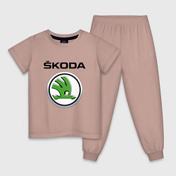 Пижама хлопковая детская SKODA, цвет: пыльно-розовый