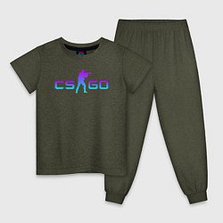 Пижама хлопковая детская CS GO NEON, цвет: меланж-хаки
