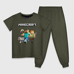 Пижама хлопковая детская MINECRAFT, цвет: меланж-хаки