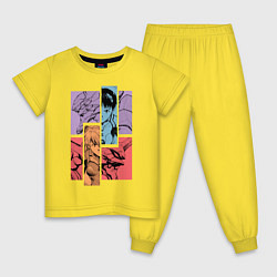 Пижама хлопковая детская Аска и Синдзи, Евангелион, цвет: желтый