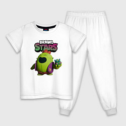 Пижама хлопковая детская Brawl Stars Spike, цвет: белый