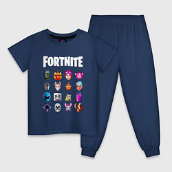 Пижама хлопковая детская FORTNITE, цвет: тёмно-синий
