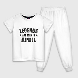 Пижама хлопковая детская Легенды рождаются в апреле, цвет: белый