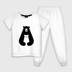 Пижама хлопковая детская Медведь Z, цвет: белый