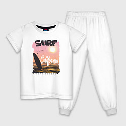 Пижама хлопковая детская Surf California, цвет: белый