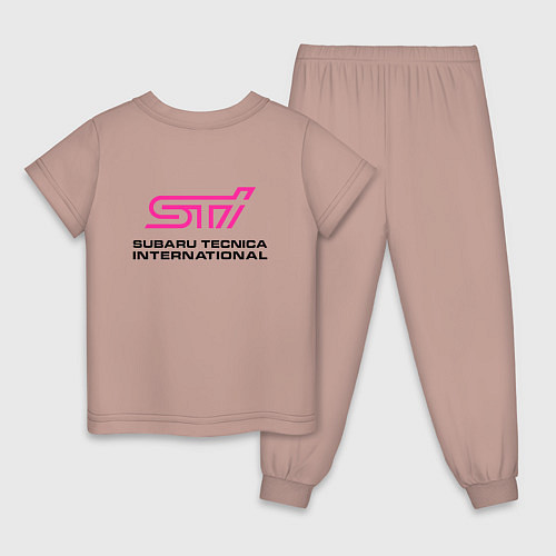 Детская пижама SUBARU STI спина Z / Пыльно-розовый – фото 2