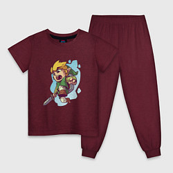 Пижама хлопковая детская The Legend of Zelda, цвет: меланж-бордовый