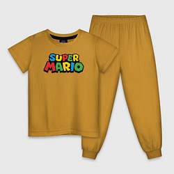 Пижама хлопковая детская Super mario цвета горчичный — фото 1
