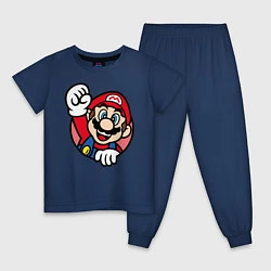 Пижама хлопковая детская Mario, цвет: тёмно-синий