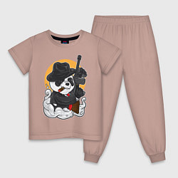 Пижама хлопковая детская Panda Gangster, цвет: пыльно-розовый