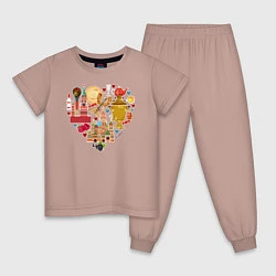 Пижама хлопковая детская LOVE RUSSIA, цвет: пыльно-розовый