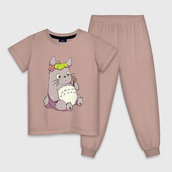 Пижама хлопковая детская Little Totoro, цвет: пыльно-розовый