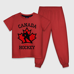 Пижама хлопковая детская Canada Hockey, цвет: красный
