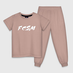 Пижама хлопковая детская FCSM, цвет: пыльно-розовый