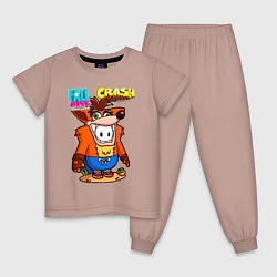 Пижама хлопковая детская Fall Guys CRASH fox, цвет: пыльно-розовый