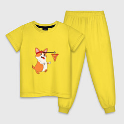Пижама хлопковая детская КОРГИ & ПИЦЦА, цвет: желтый
