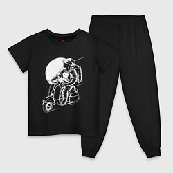Пижама хлопковая детская Космонавт хипстер, цвет: черный