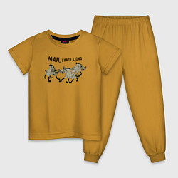 Пижама хлопковая детская Man, i hate lions цвета горчичный — фото 1