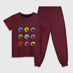 Пижама хлопковая детская Flat Adobe, цвет: меланж-бордовый
