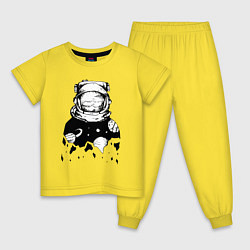 Пижама хлопковая детская Космонавт, цвет: желтый