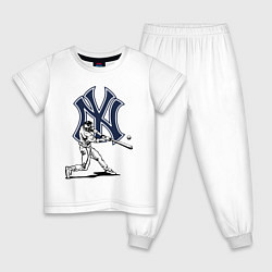 Пижама хлопковая детская New York Yankees - baseball team, цвет: белый