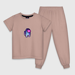 Пижама хлопковая детская Among us Galaxy edition, цвет: пыльно-розовый