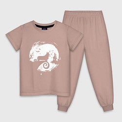 Пижама хлопковая детская Полнолуние Корги, цвет: пыльно-розовый