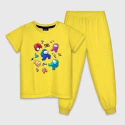 Пижама хлопковая детская Among Us, цвет: желтый