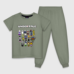 Пижама хлопковая детская UNDERTALE, цвет: авокадо