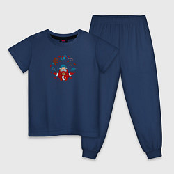 Пижама хлопковая детская Pastafarian Santa, цвет: тёмно-синий