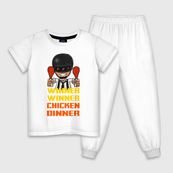 Пижама хлопковая детская PUBG Winner Chicken Dinner, цвет: белый