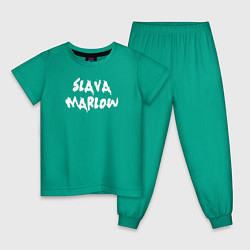 Пижама хлопковая детская Slava Marlow, цвет: зеленый