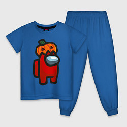 Пижама хлопковая детская HALLOWEEN IS AMONG US, цвет: синий
