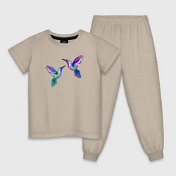 Пижама хлопковая детская Колибри, цвет: миндальный
