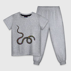 Пижама хлопковая детская Змея, цвет: меланж