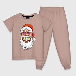 Пижама хлопковая детская Довольный Санта, цвет: пыльно-розовый