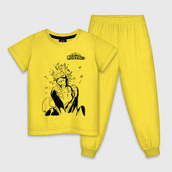 Пижама хлопковая детская Моя геройская академия, цвет: желтый