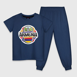 Пижама хлопковая детская Армения, цвет: тёмно-синий