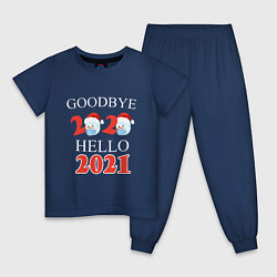 Пижама хлопковая детская Goodbye 2020 hello 2021, цвет: тёмно-синий