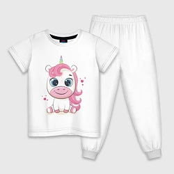 Пижама хлопковая детская Unicorn Kid, цвет: белый