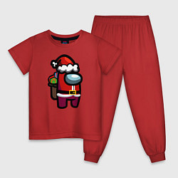 Пижама хлопковая детская AMONG US CHRISTMAS 1, цвет: красный