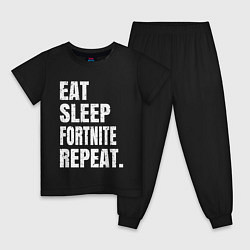 Пижама хлопковая детская EAT SLEEP FORTNITE REPEAT, цвет: черный