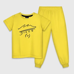 Пижама хлопковая детская Diego Maradona Автограф, цвет: желтый