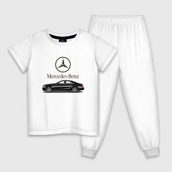 Пижама хлопковая детская Mersedes-Benz, цвет: белый