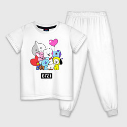 Пижама хлопковая детская BT21, цвет: белый