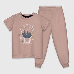 Пижама хлопковая детская Хогвартс, цвет: пыльно-розовый