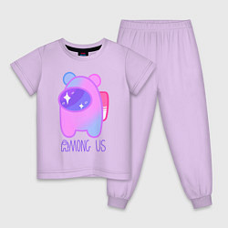 Пижама хлопковая детская AMONG US - SPACE, цвет: лаванда